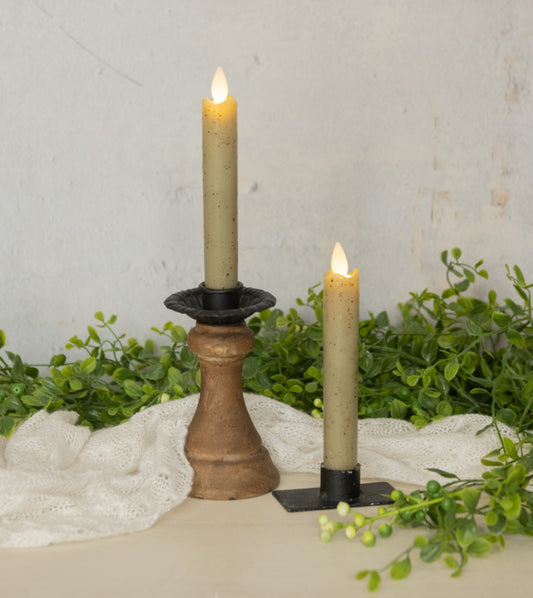 6.75” Moving Flame Green Taper Candle