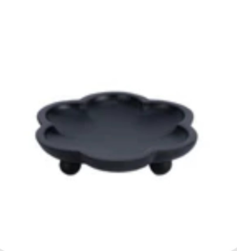 6” Black Wood Tray w/ Feet