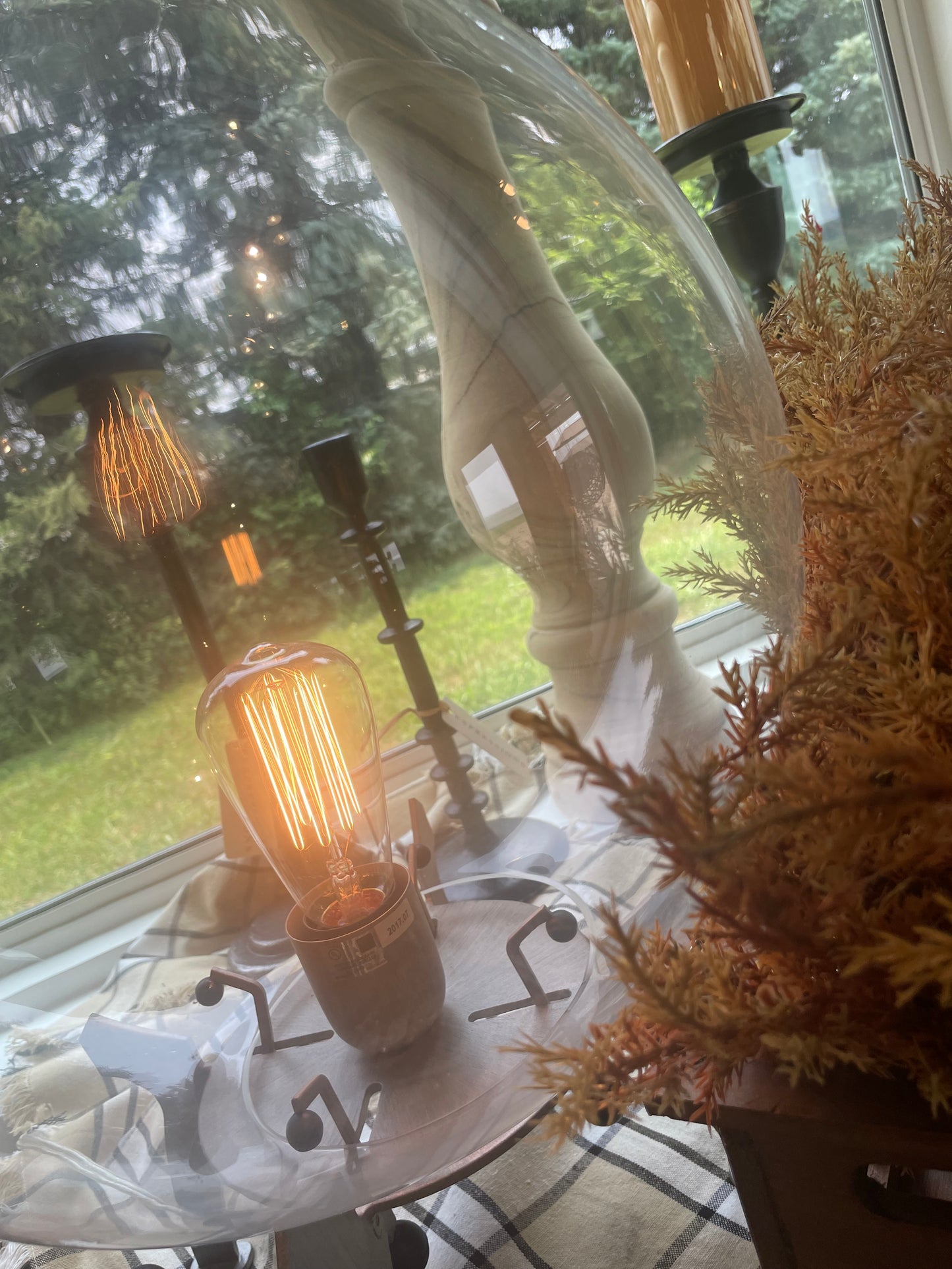 Glass Globe Lamp w/Edison Bulb