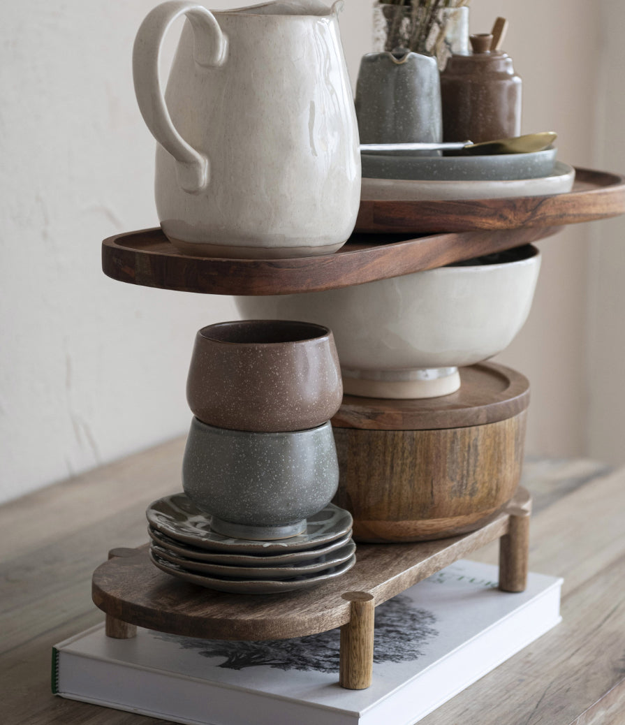Mango Wood Footed Pedestal