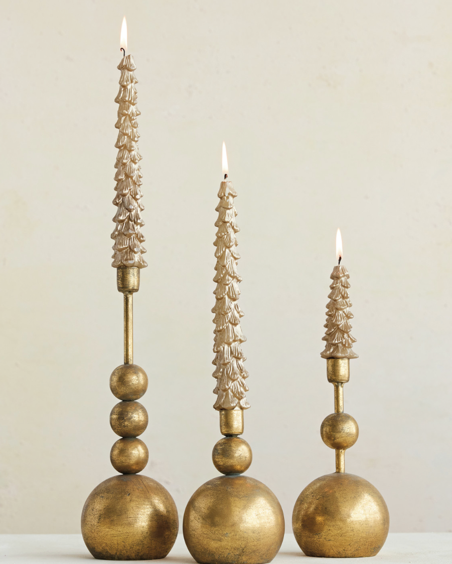 5.75” Antique Gold Metal Taper Holder