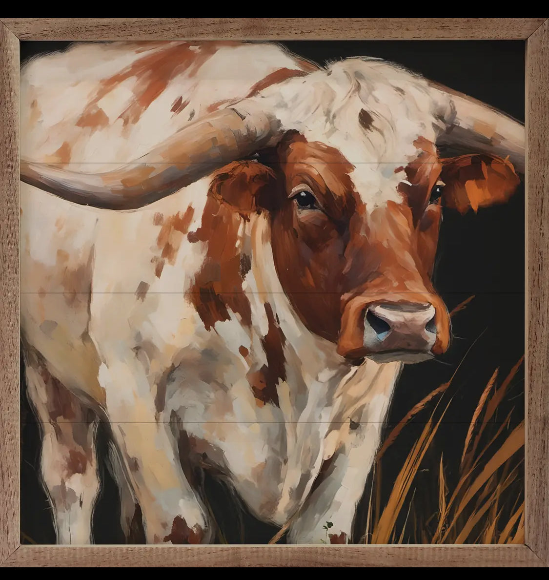 8”x8” Brown & White Longhorn