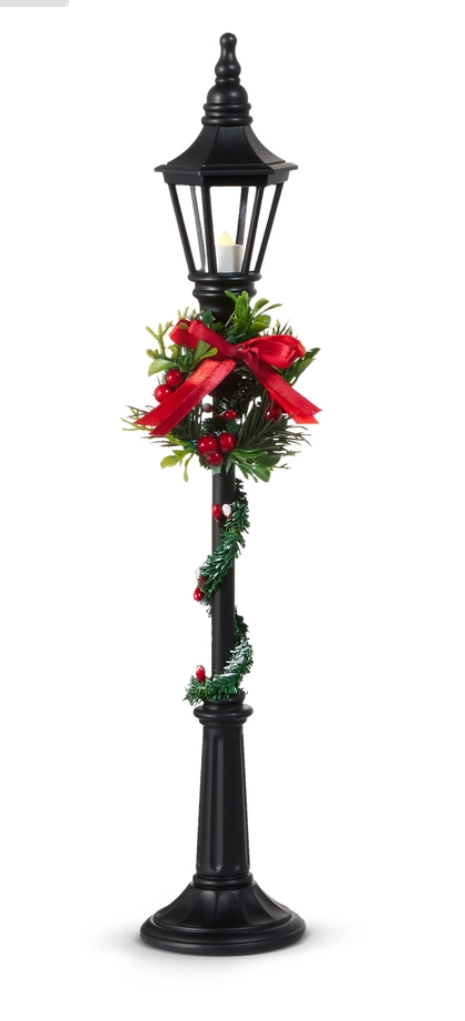 18.5” Lighted Black Lamp Post
