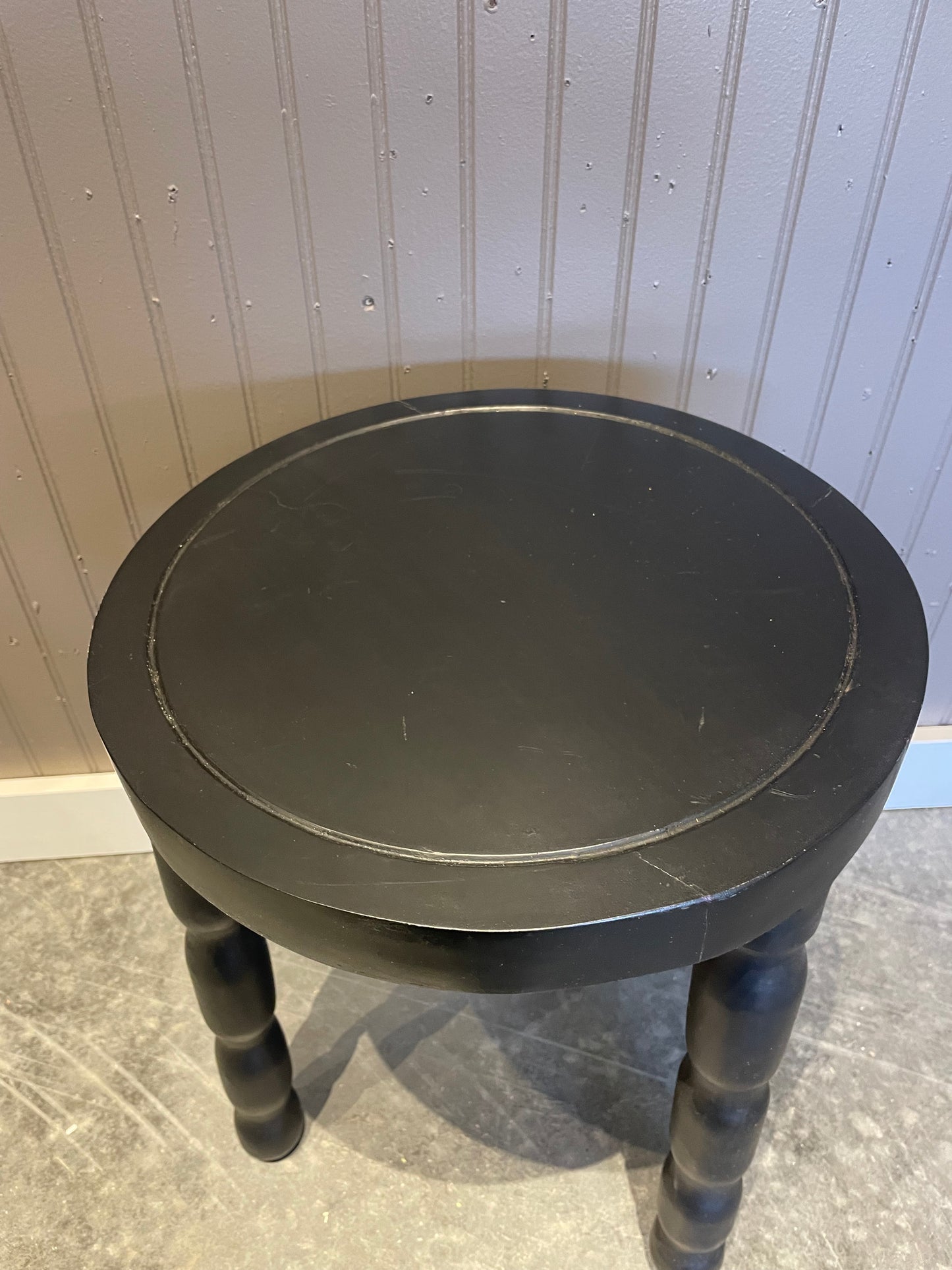 Black Round Reclaimed Wood Stool