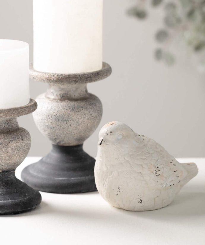 Whitewashed Bird Figurine