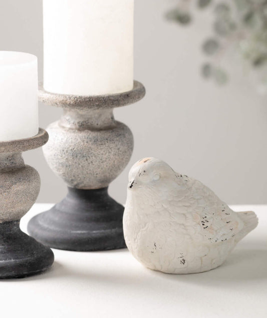 Whitewashed Bird Figurine
