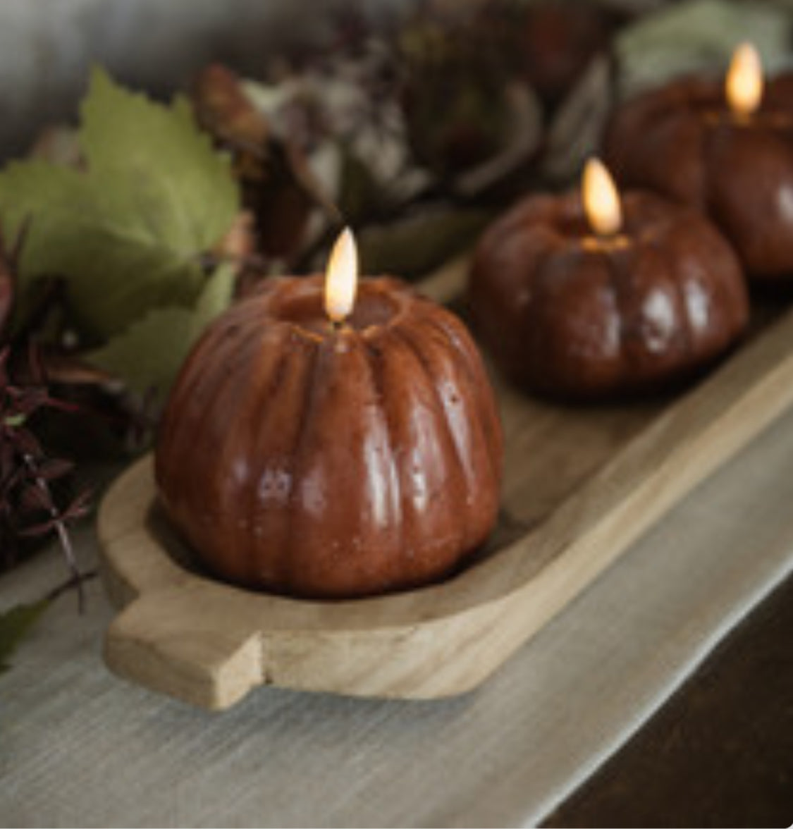 4” Bronze 3D Flame Tall Pumpkin Candle