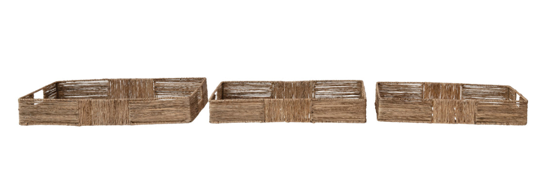 Hand-Woven Tray w/Handles-Small