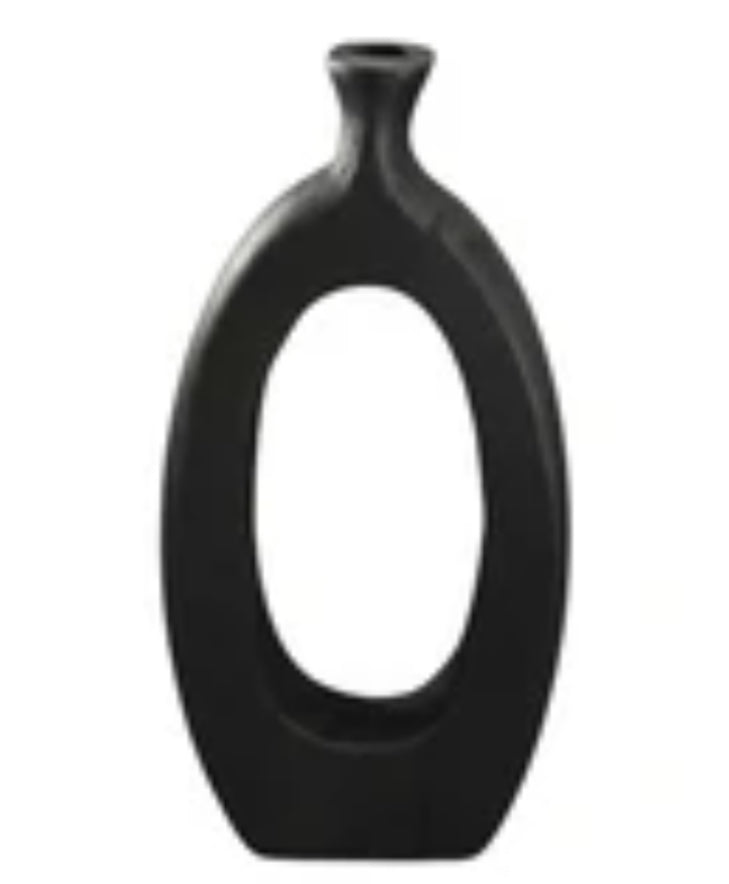 Black Wood Oval Vase