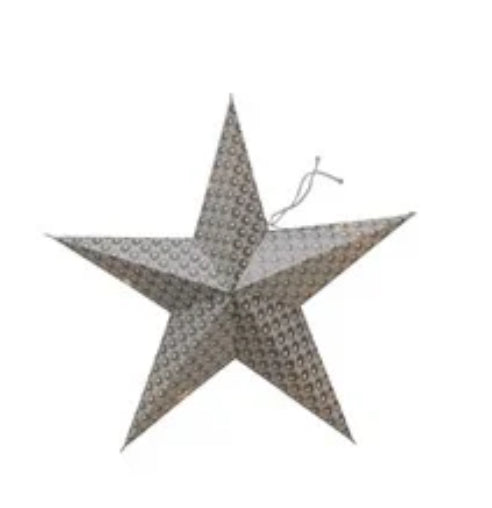 5 Point Folding Recycled Paper Star Ornament w/LED Lights