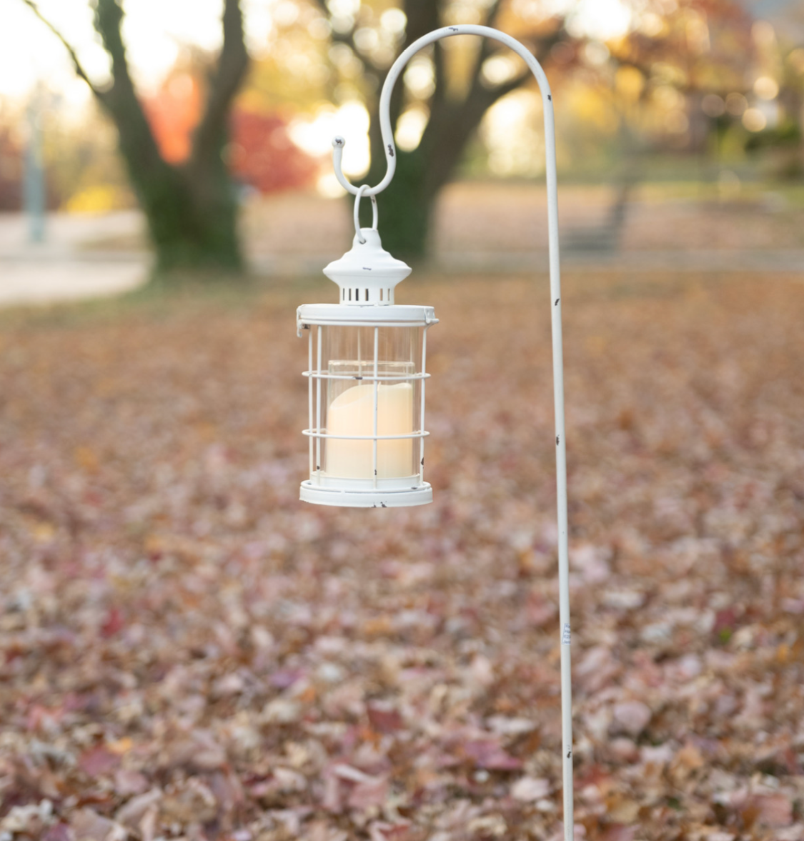 White Garden Lantern W/ Stake