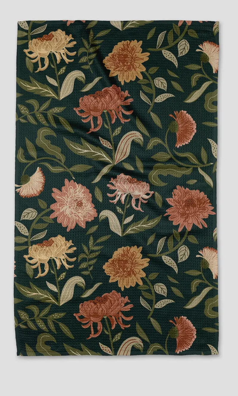 Chrysanthemums in November Tea Towel