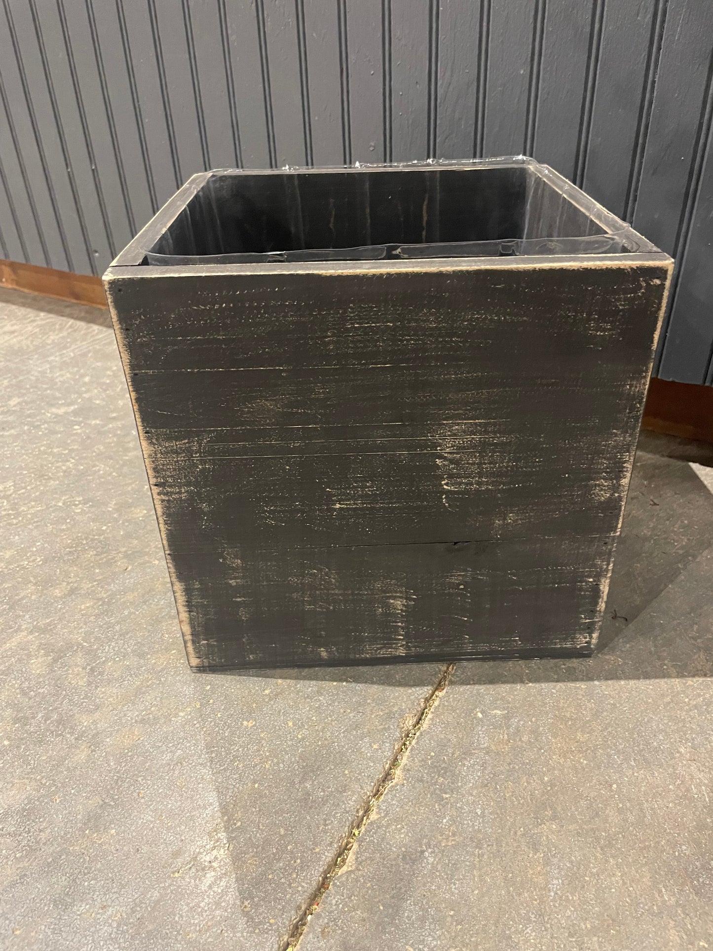 10” Black Wood Planter