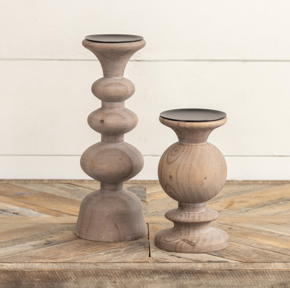 7.75” Natural Wood Pillar Candle Holder