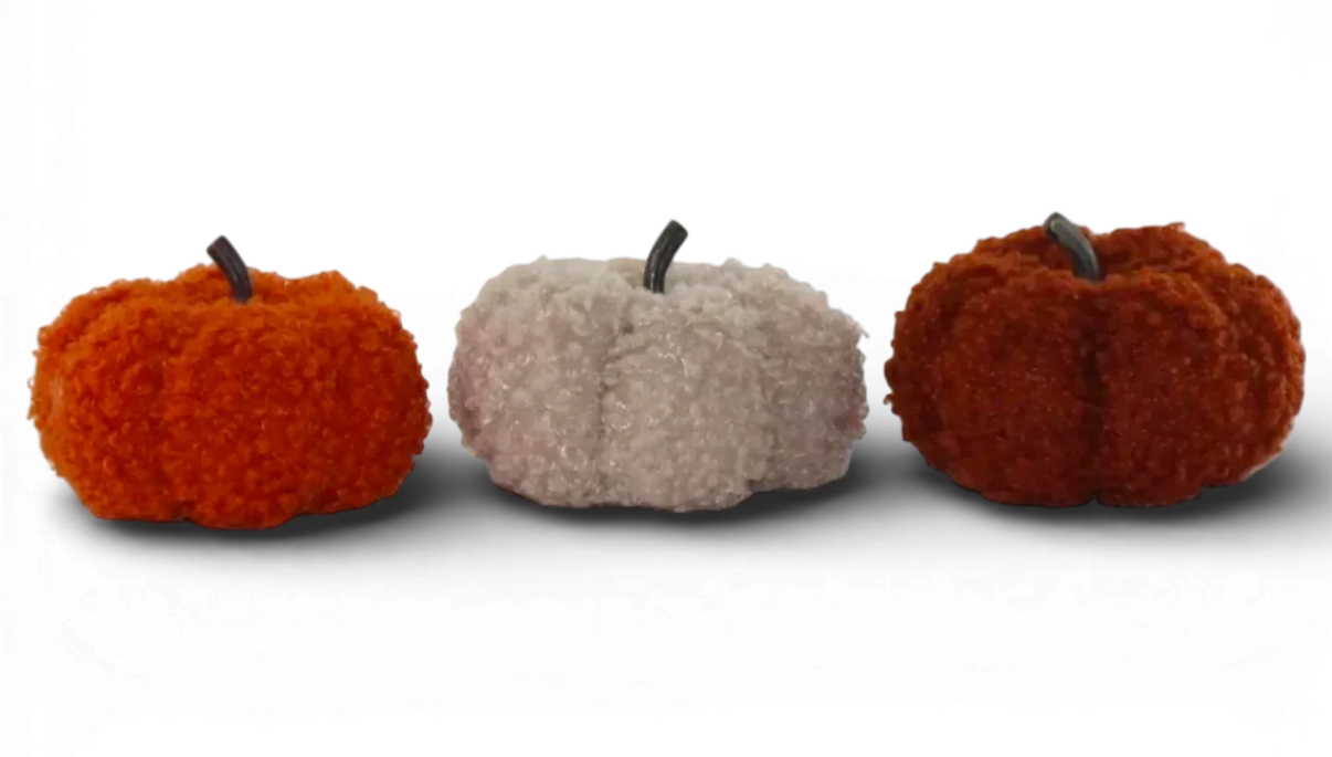 2.75” Set/3 Plush Pumpkins
