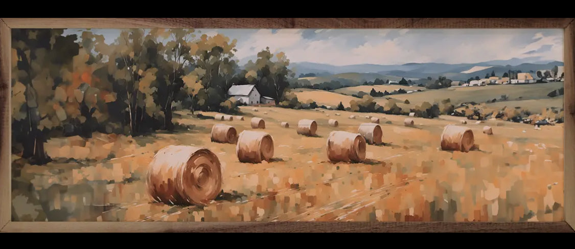 36” x 12” Field of Round Bales