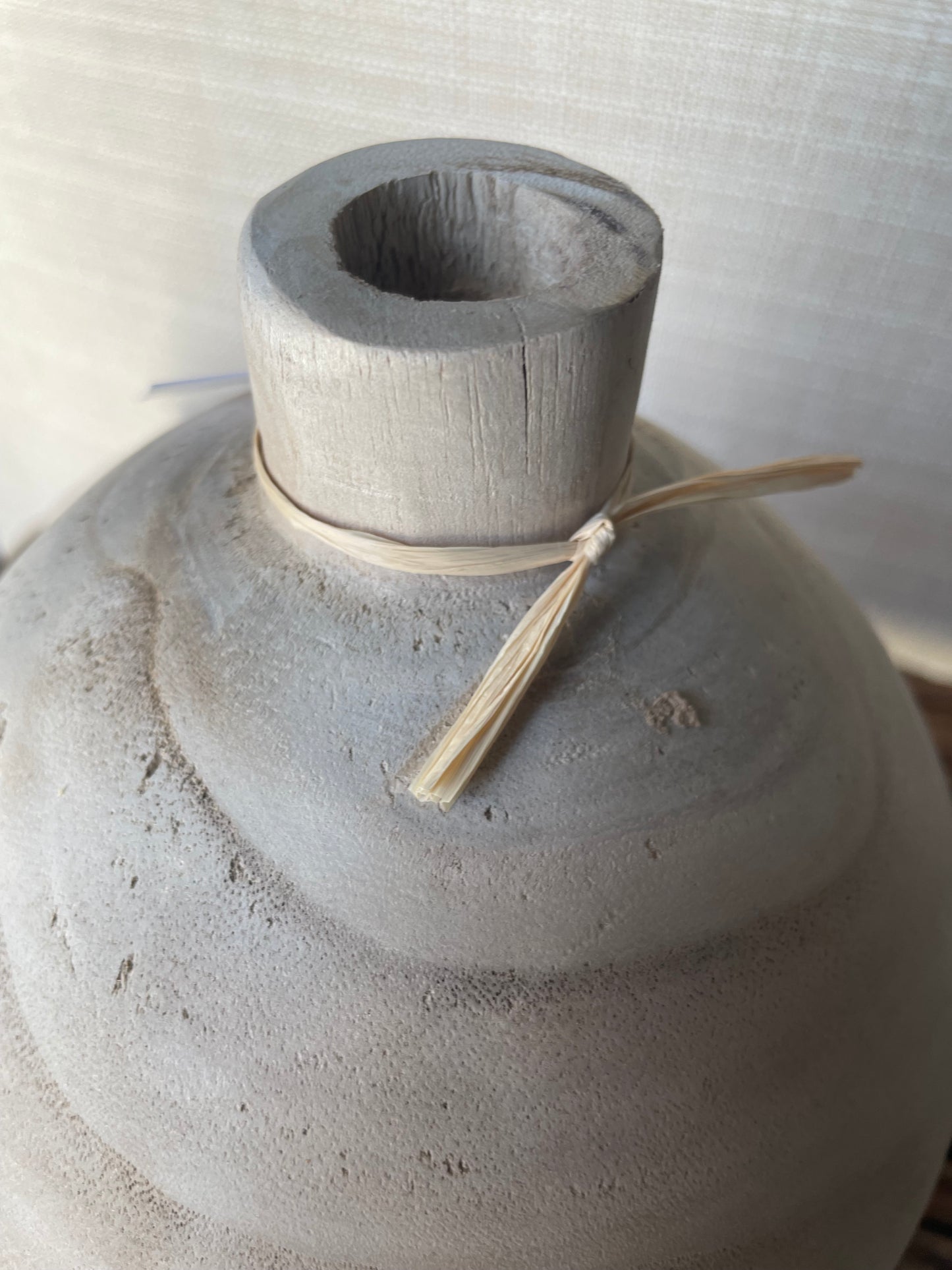7”Round x 9”H Decorative Paulownia Wood vase