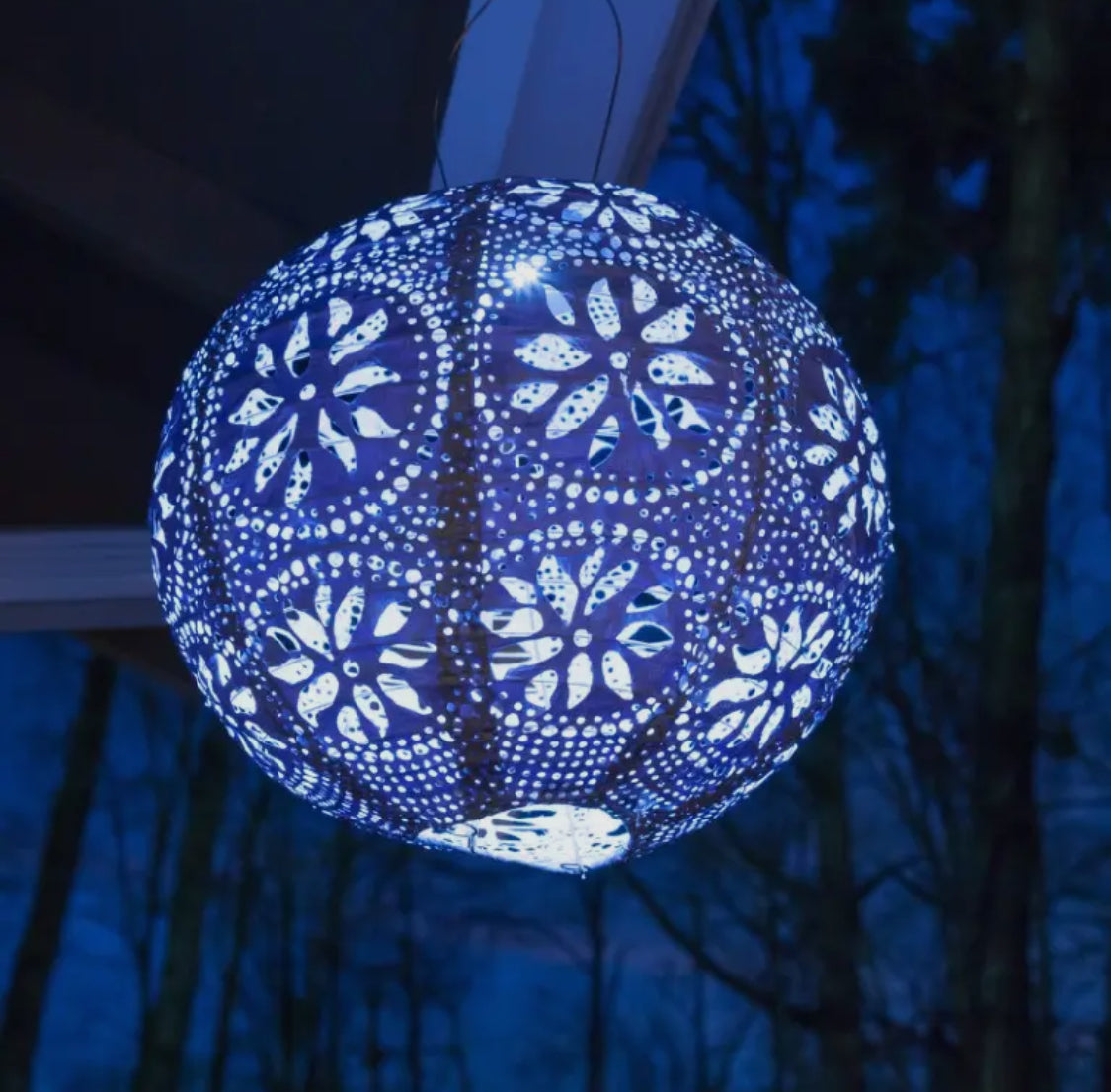 Stella 12” Globe Solar Lantern-Metallic Blue