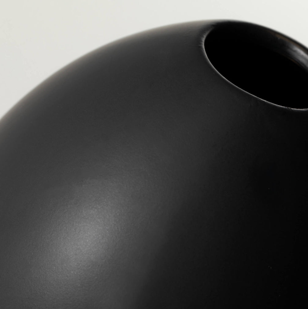 Modern Matte Black Oval Vase