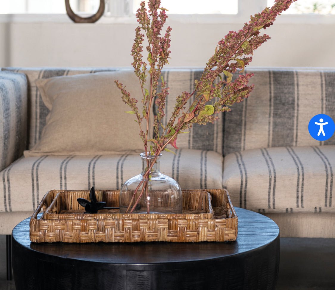 Decorative Hand-Wovan Rattan Trays with/Handles, Natural.-small