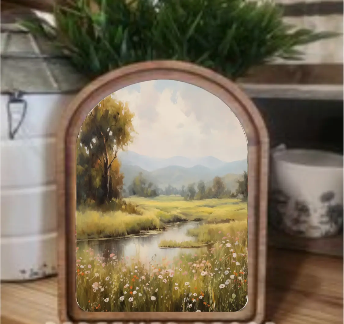 6” x 8” Arch Top Spring Stream Framed Art