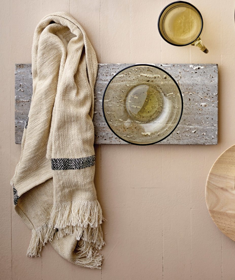 Striped Tea Towel with Fringe, set 2
