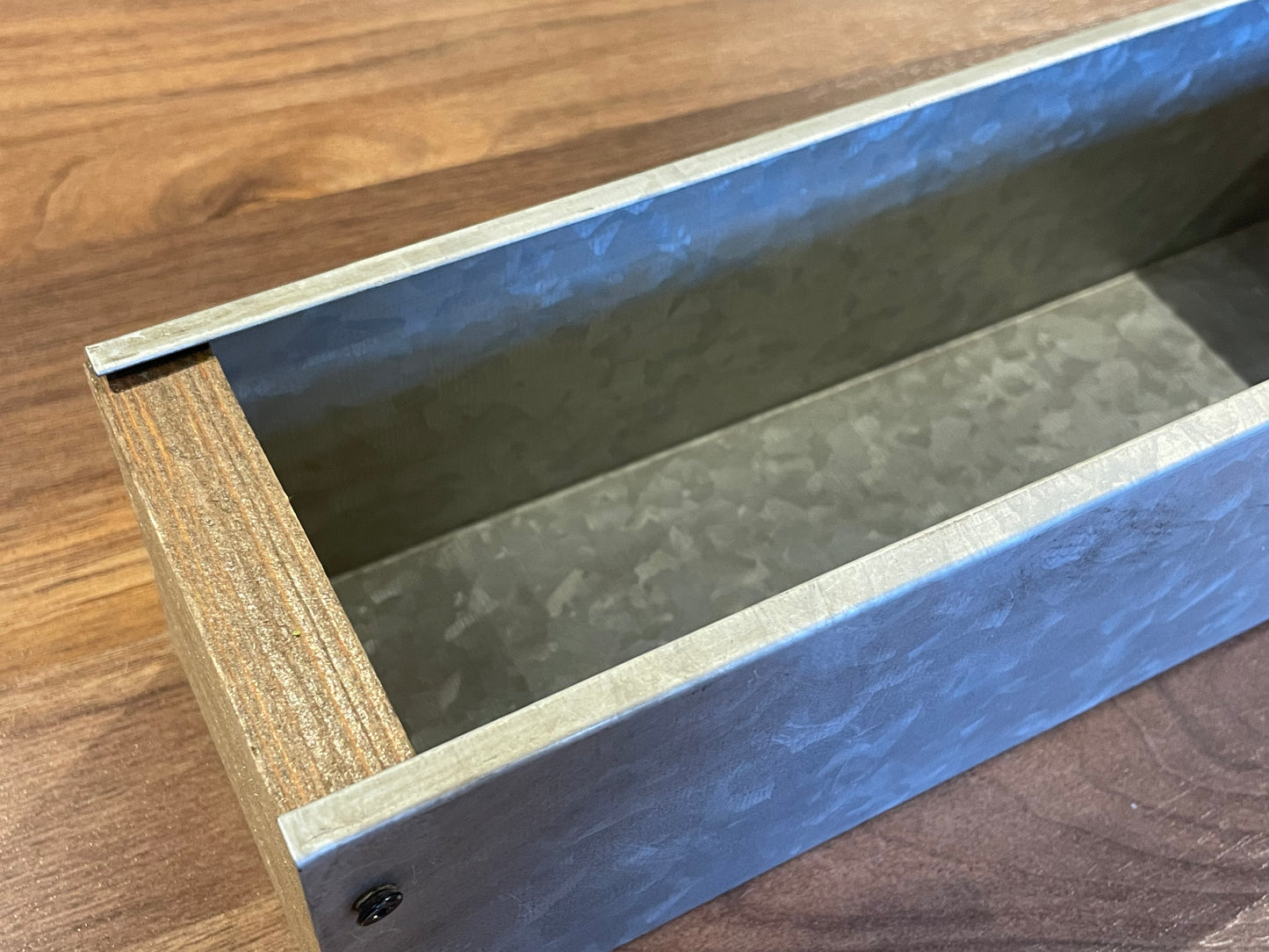 Galvanized/Wood Rectangle Container