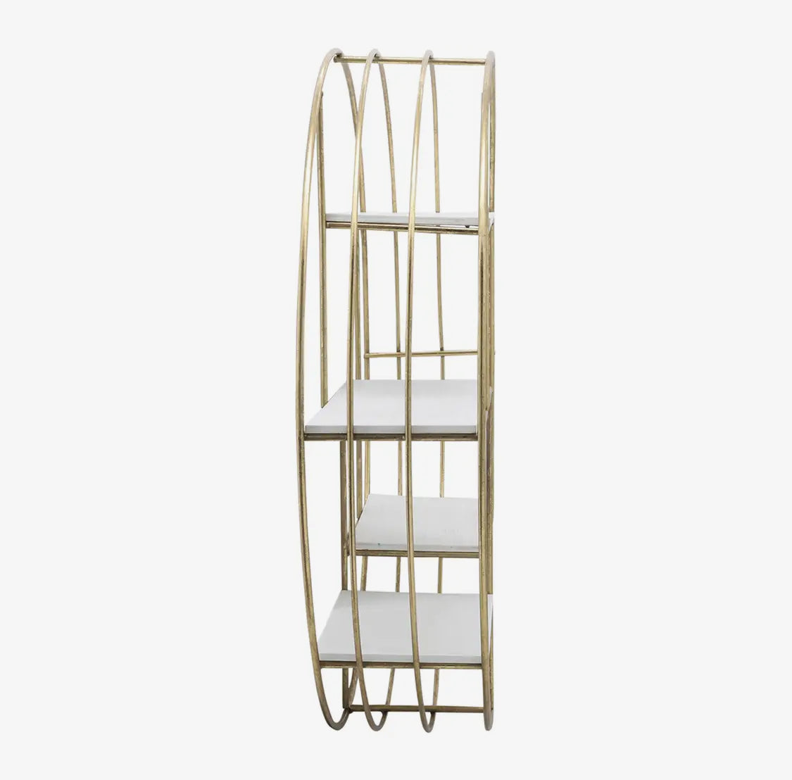 32” Gold Metal/Wood Geometric Hanging Wall Shelf