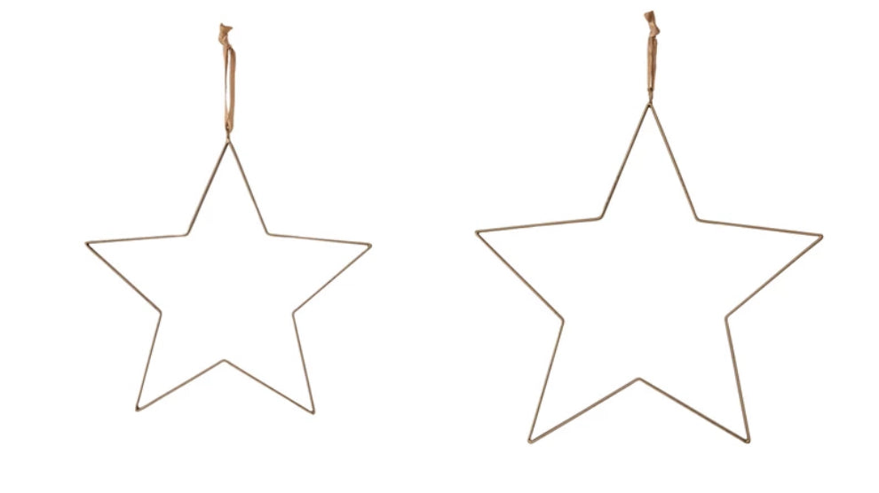 Antique Brass Metal Star w/Fabric Ribbon
