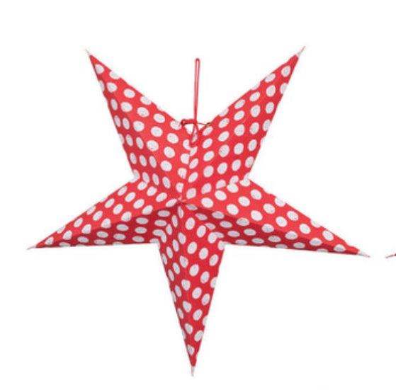 Red & White 5 Point Folding Star w/LED Light-Dot