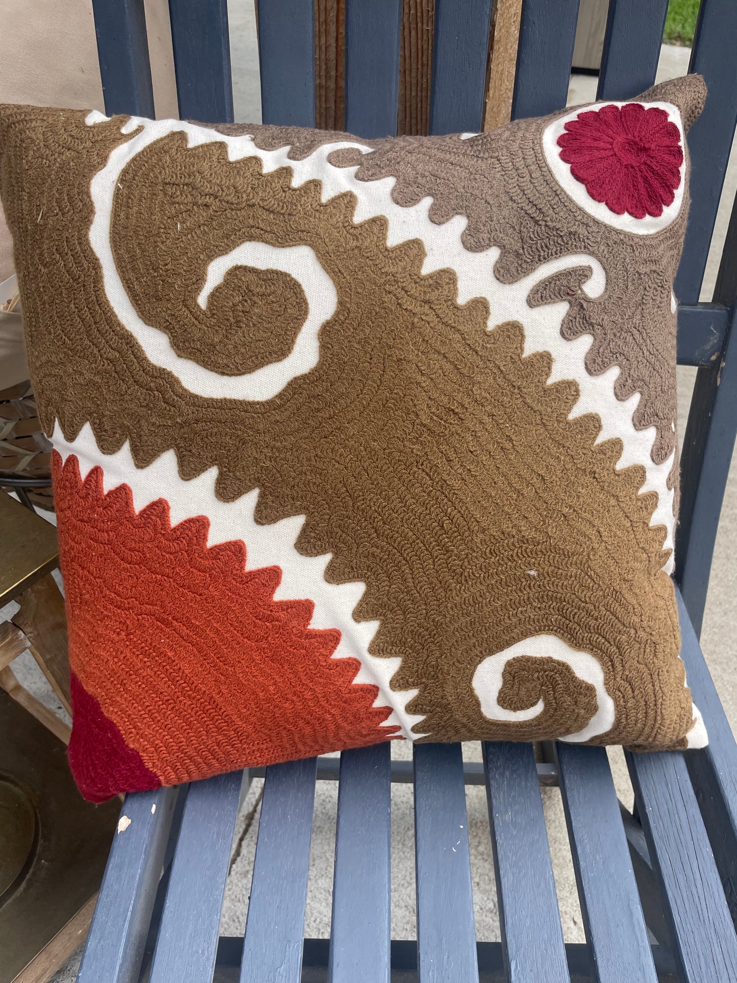 18” Square Cotton Embroidered Pillow