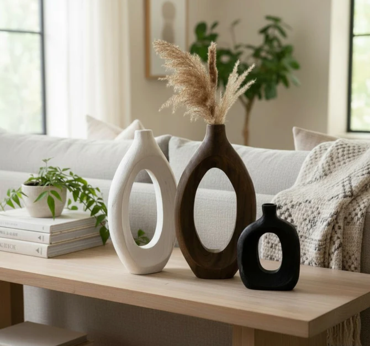 19” Wood Oval Vase