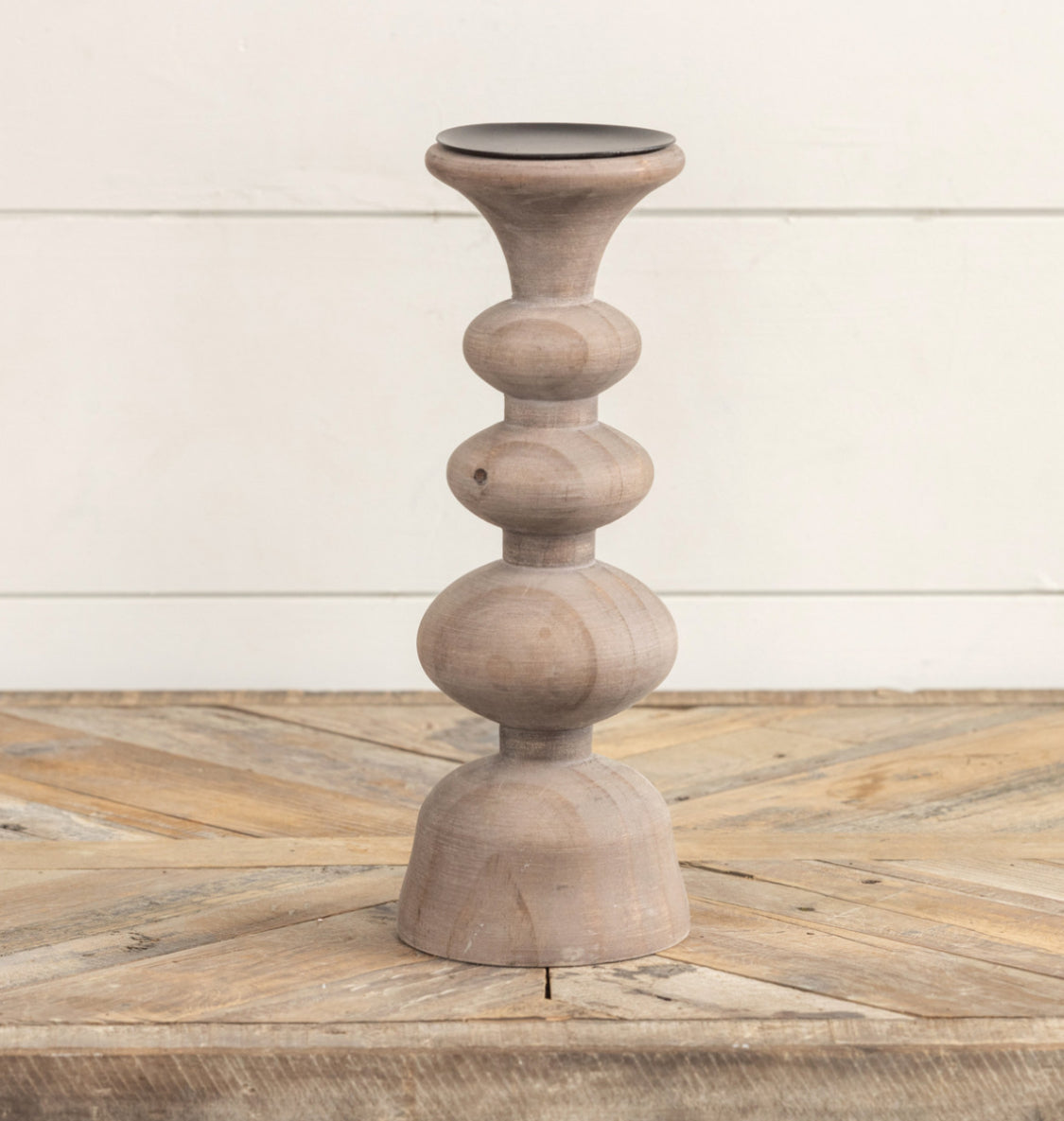 12” Natural Wood Pillar Candle Holder