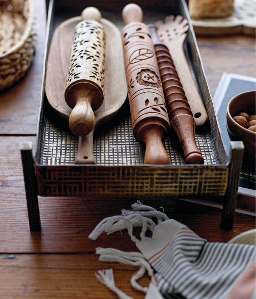 Hand-Carved Wood Rollin Pins, 3 Styles