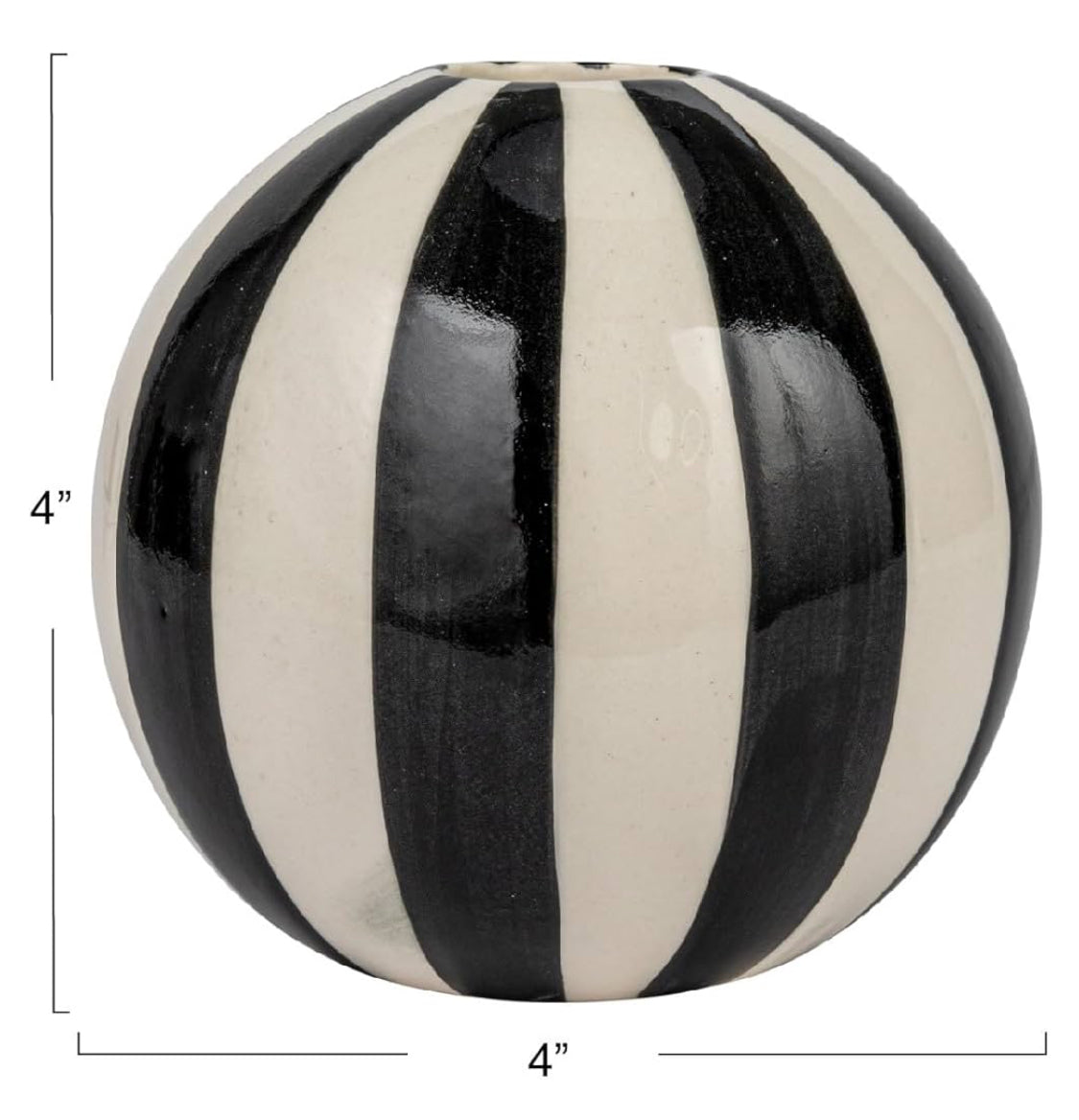 Round Stoneware Ball Vase w/Stripes