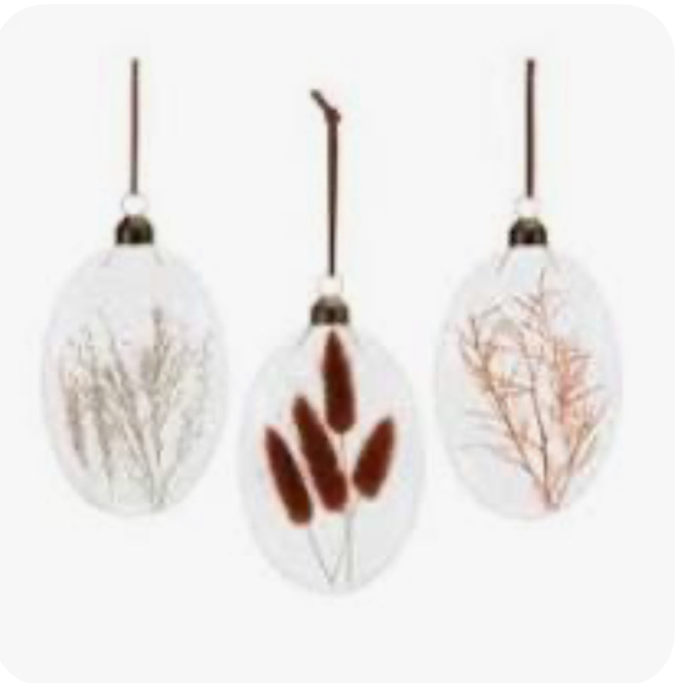 Burgundy Dried Floral Glass Ornaments