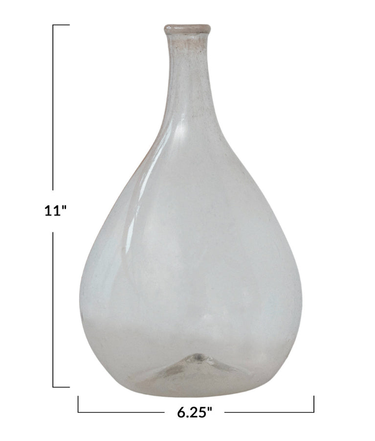 Hand-Blown Recycled Glass Bottle Vase