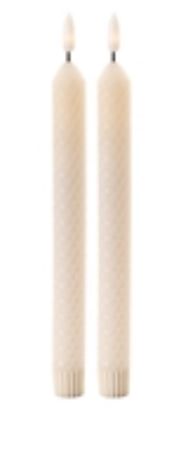 9.5” FIA Wick Cream Honeycomb Taper Candle-Set/2