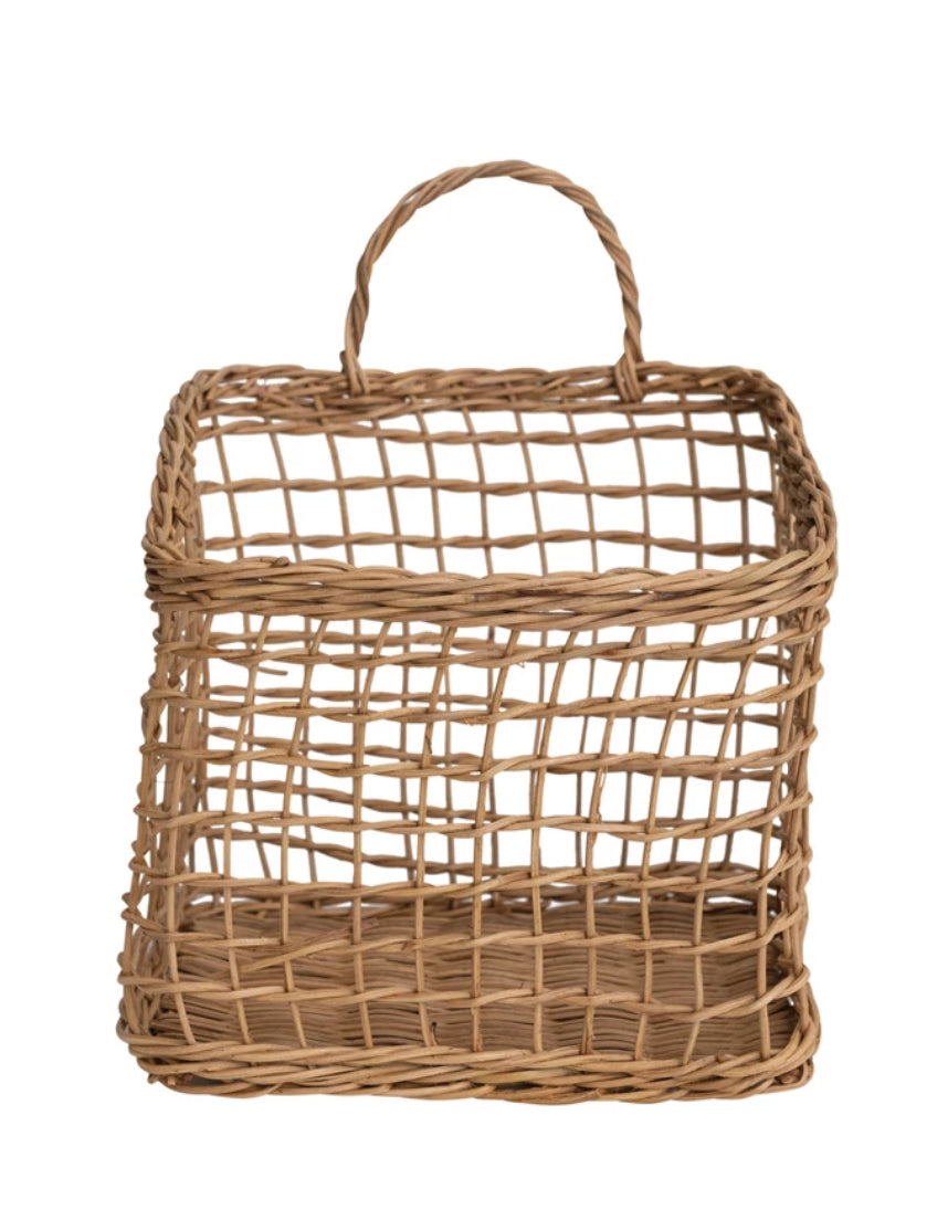 Hand-Woven Seagrass Wall Basket w/Handles