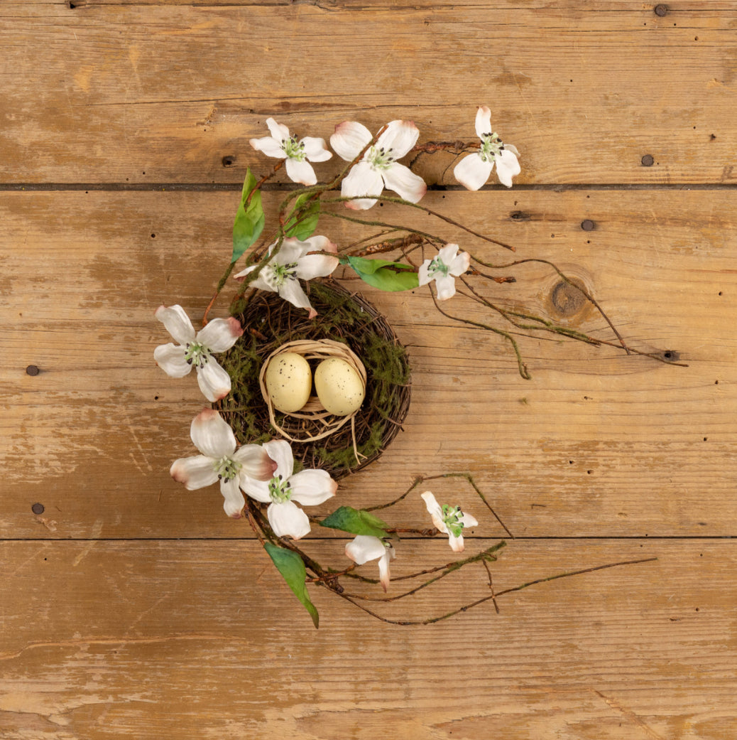 11” White Dogwood Bird Nest