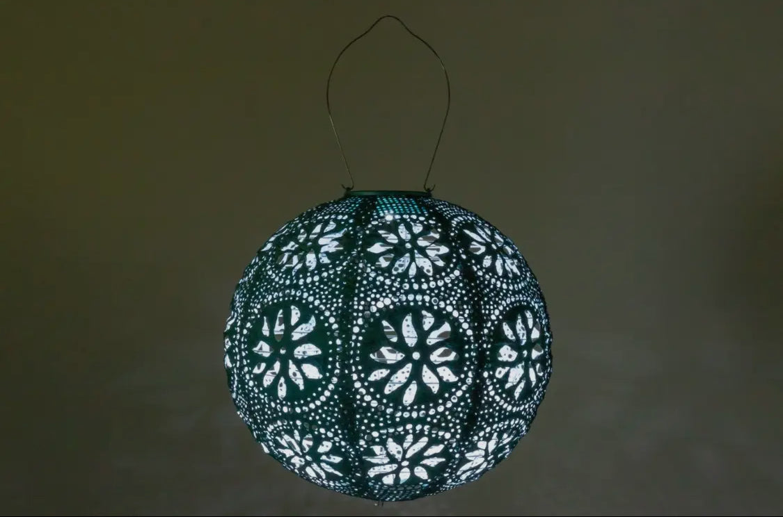 Stella 12” Globe Solar Lantern-Mineral Green