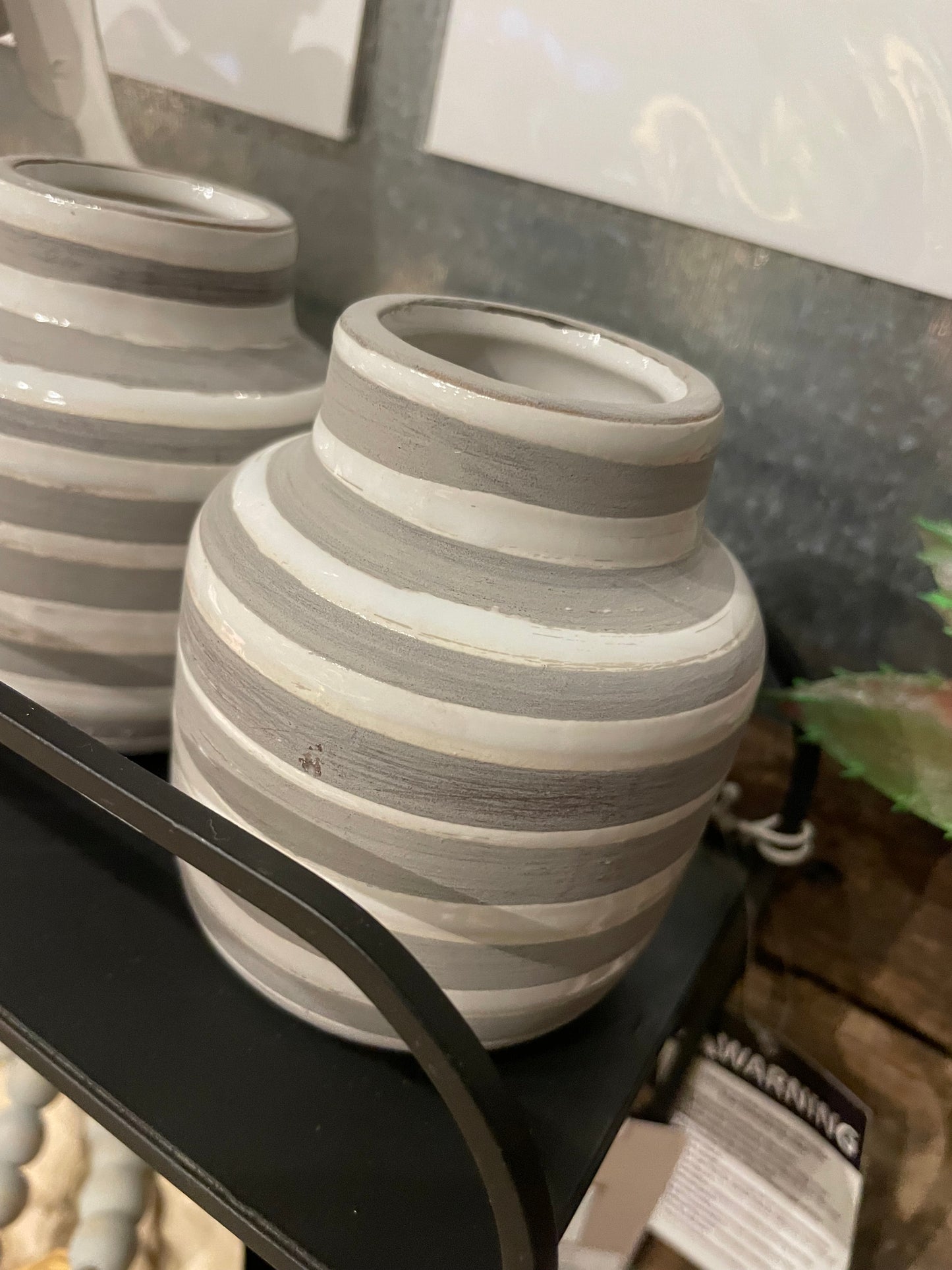 Grey & White Striped Bottle