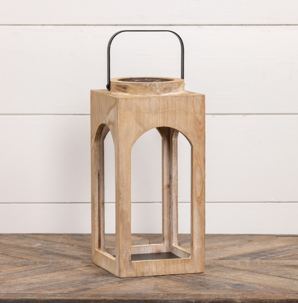 12.5” Natural Wood Lantern
