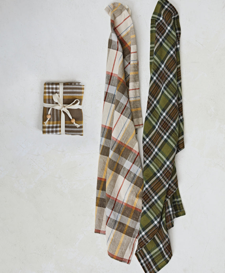 Cotton Tea Towels w/Wood Beads