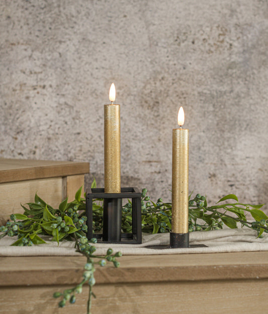 7.25” 3D Flame Gold Taper Candle