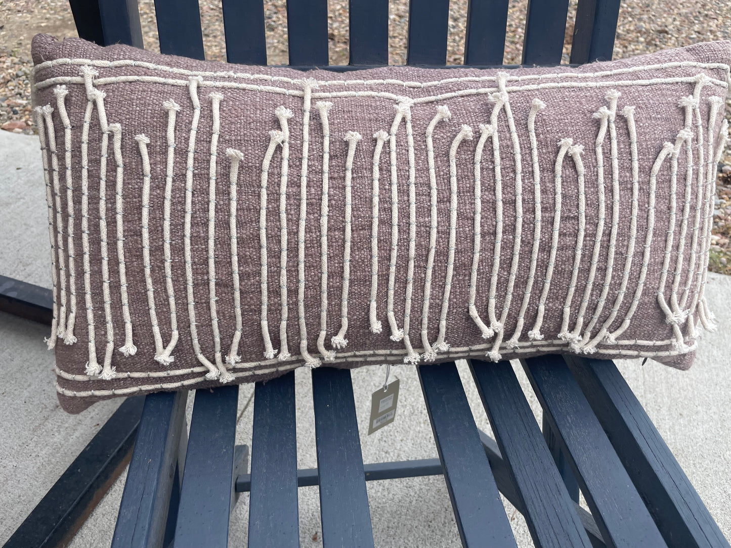 Cotton Lumbar Appliquéd Rope & Metallic Embroidered Pillow
