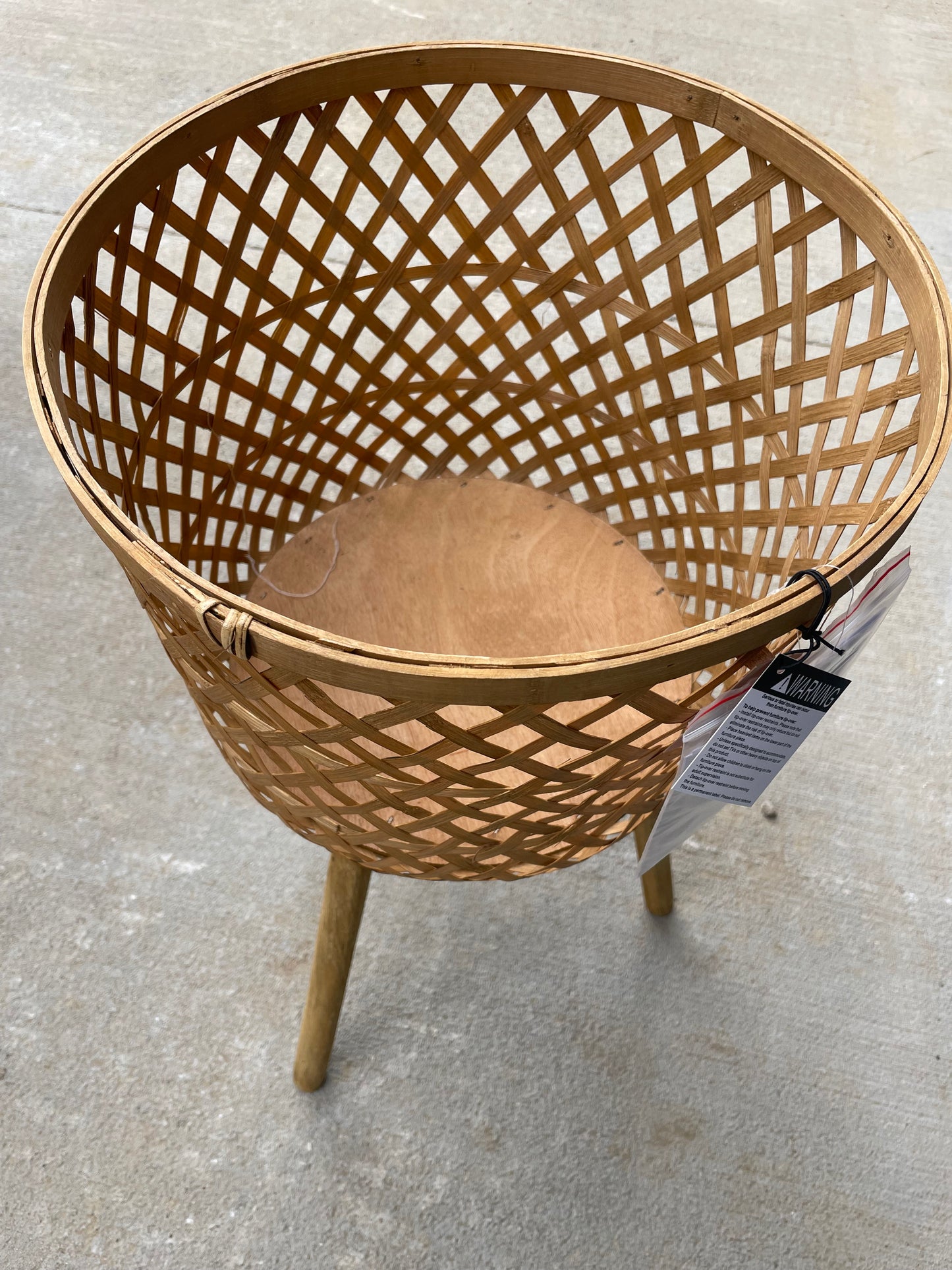 Bamboo Basket w/wood Legs-large