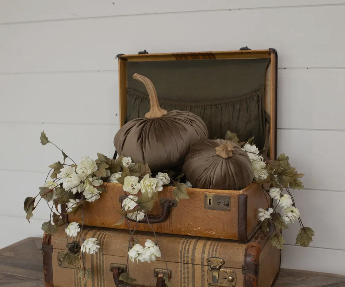 5.5” Brown Fabric Pumpkin