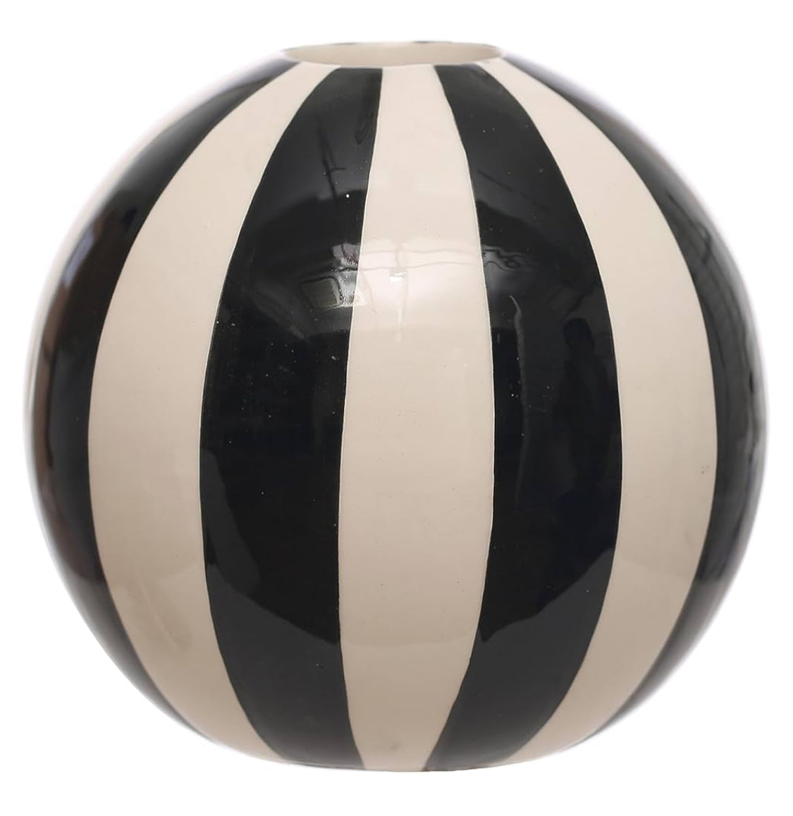 Round Stoneware Ball Vase w/Stripes