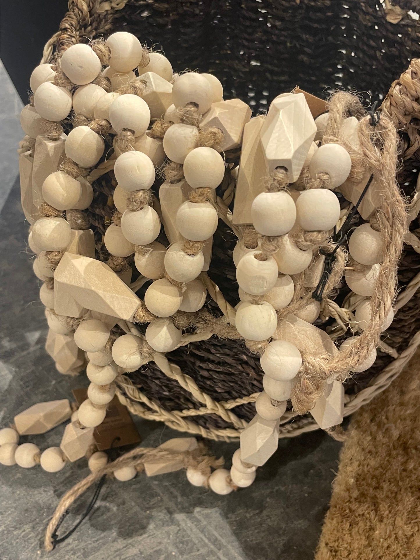 72”L Paulownia Natural Wood Bead Garland